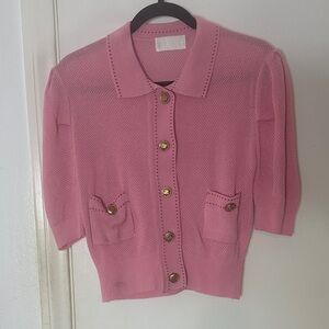 Chic Pink Button-Up Cardigan
